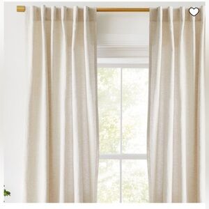West Elm Custom Size Solid European Flax Linen Curtain w/ Blackout Lining, White